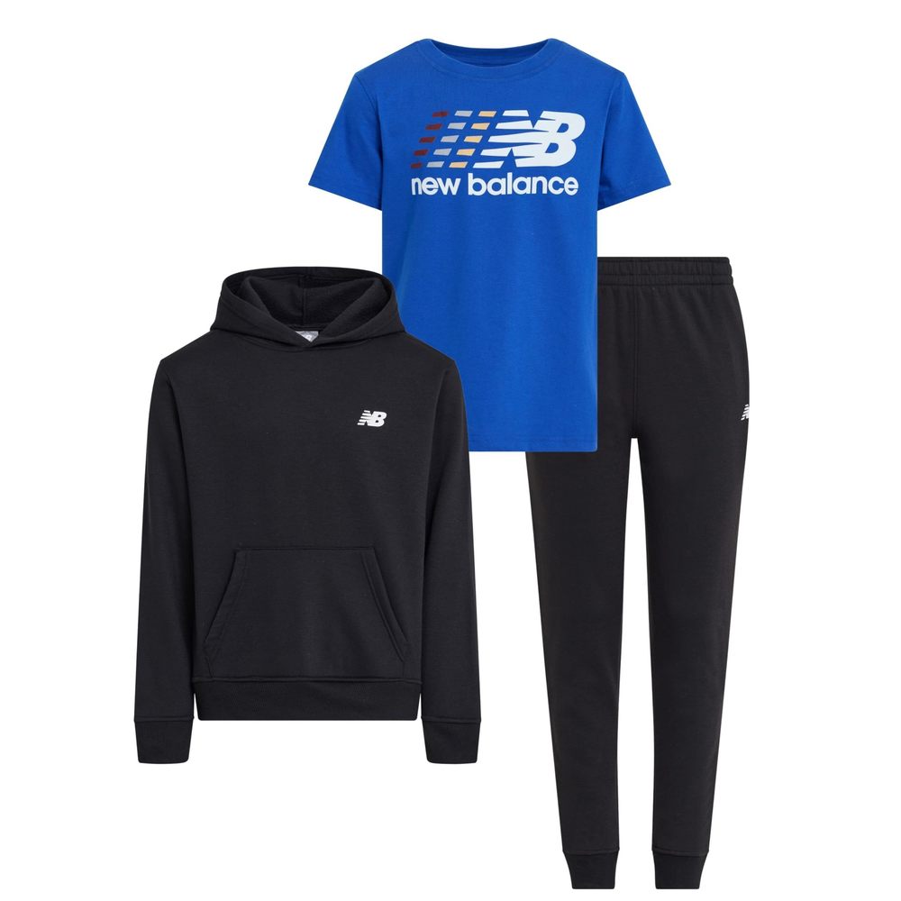NEW New Balance 3Pc Sweatsuit for Boys & Toddlers - Pullover Hoodie, T-Shirt, Jo